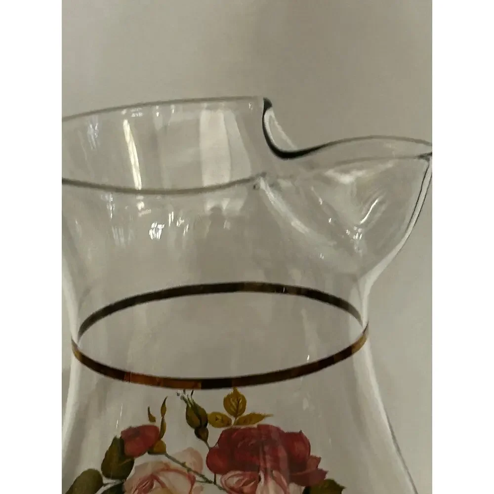 Vintage West Virginia Glass Rose Pitcher with Ice Lip 10